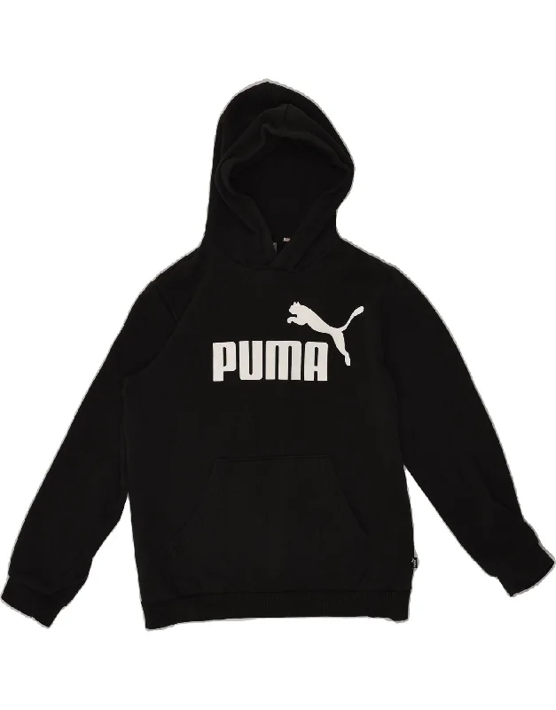 men's hoodies for winter -PUMA Boys Graphic Hoodie Jumper 13-14 Years Black Cotton