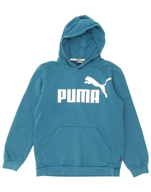 men's high-quality hoodies -PUMA Boys Graphic Hoodie Jumper 13-14 Years Blue Cotton