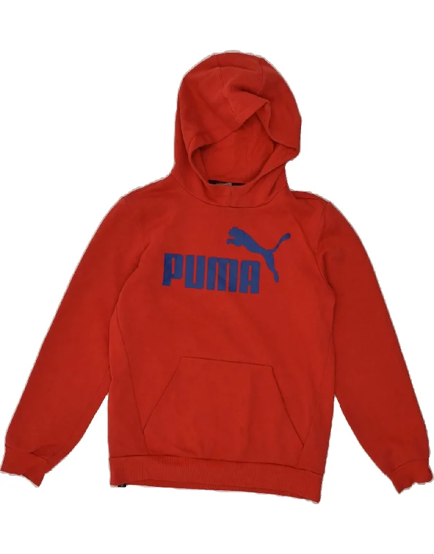 men's graphic design hoodie sweatshirts -PUMA Boys Graphic Hoodie Jumper 13-14 Years Red Cotton