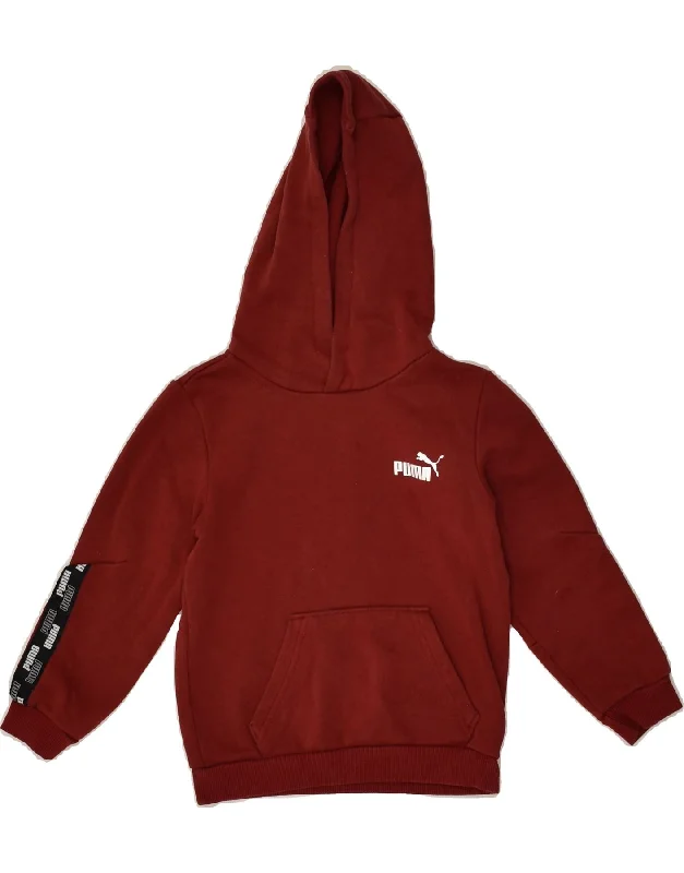 men's fleece zip-up hoodies -PUMA Boys Graphic Hoodie Jumper 5-6 Years Burgundy Cotton