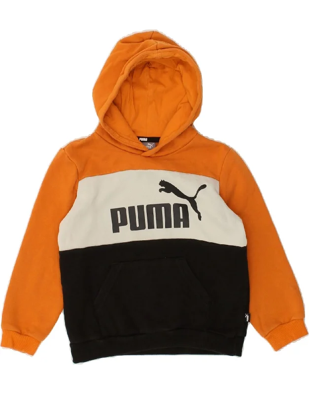 men's graphic design hoodie sweatshirts -PUMA Boys Graphic Hoodie Jumper 5-6 Years Orange Colourblock