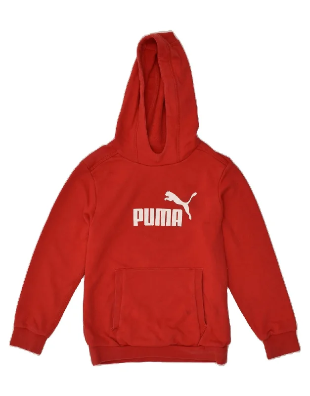 men's hoodie for fall season -PUMA Boys Graphic Hoodie Jumper 9-10 Years Medium Red Cotton