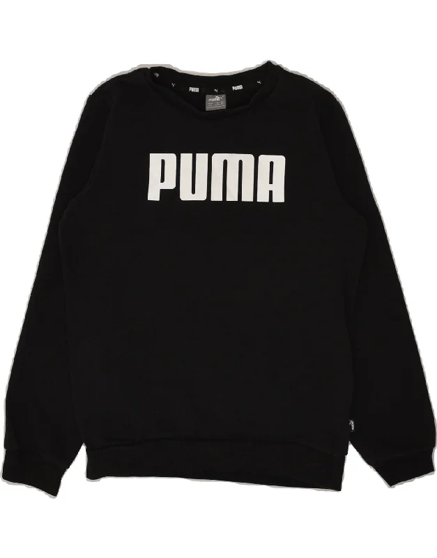 men's athletic hoodie jackets -PUMA Boys Graphic Sweatshirt Jumper 11-12 Years Black