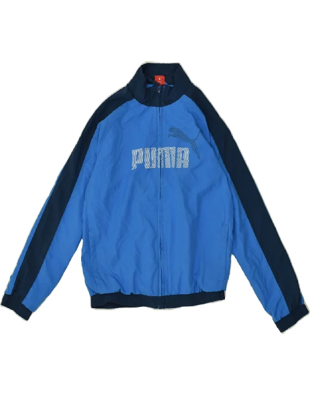 men's sporty jackets -PUMA Boys Graphic Tracksuit Top Jacket 11-12 Years Blue Colourblock