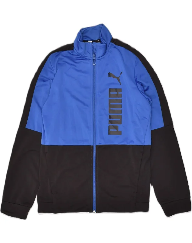 men's bomber jacket with patches -PUMA Boys Graphic Tracksuit Top Jacket 13-14 Years Black Colourblock