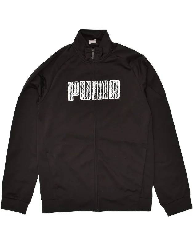 men's athletic jackets -PUMA Boys Graphic Tracksuit Top Jacket 13-14 Years Black Polyester