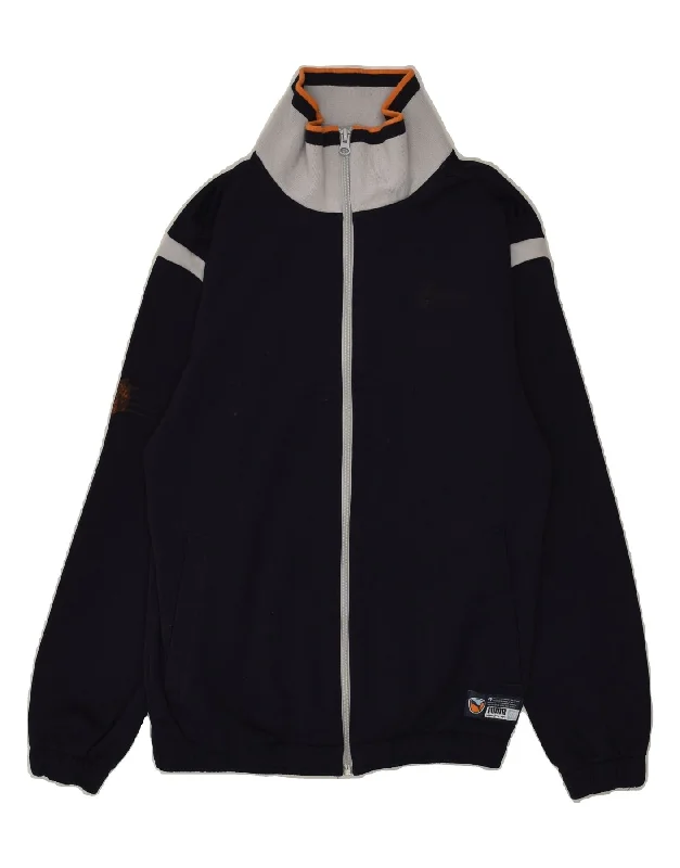 men's winter jackets -PUMA Boys Graphic Tracksuit Top Jacket 15-16 Years Navy Blue Polyester