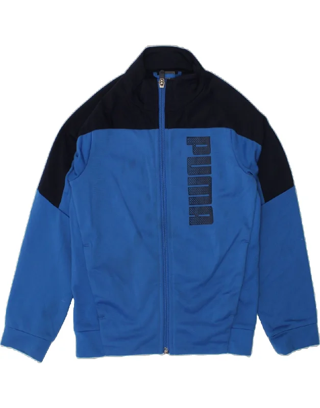 men's lightweight jackets for travel -PUMA Boys Graphic Tracksuit Top Jacket 5-6 Years Blue Colourblock