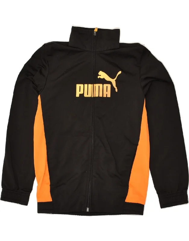 men's down-filled jackets -PUMA Boys Graphic Tracksuit Top Jacket 9-10 Years Black Polyester