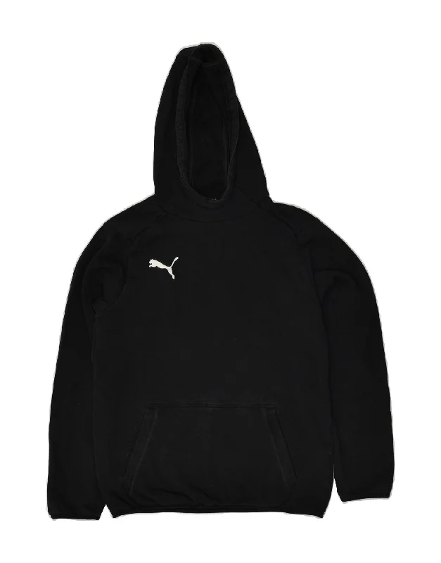 men's comfortable casual hoodies -PUMA Boys Hoodie Jumper 13-14 Years Black Cotton