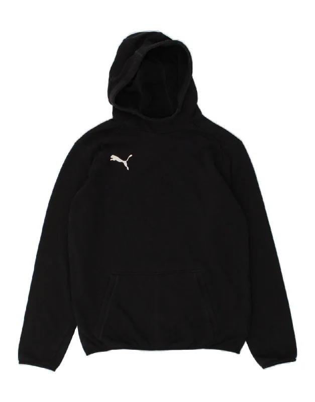 men's hoodie for outdoor workouts -PUMA Boys Hoodie Jumper 15-16 Years Black Cotton