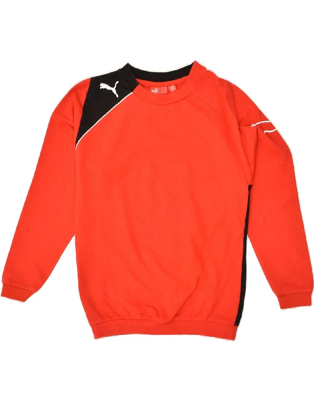 men's performance hoodies -PUMA Boys Sweatshirt Jumper 9-10 Years Medium Red Cotton