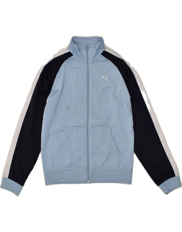 men's weather-resistant jackets -PUMA Boys Tracksuit Top Jacket 11-12 Years Large Blue Polyester