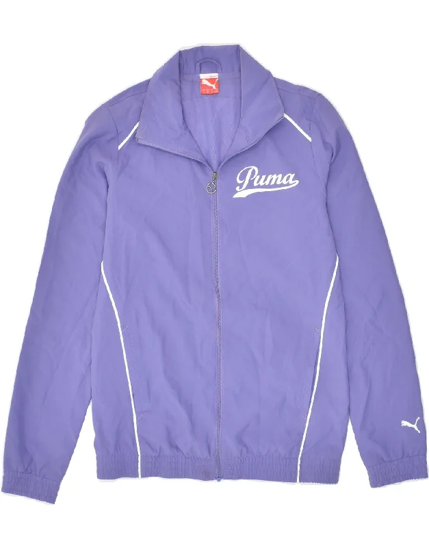 men's sports jackets for work -PUMA Boys Tracksuit Top Jacket 11-12 Years Large Purple Polyester