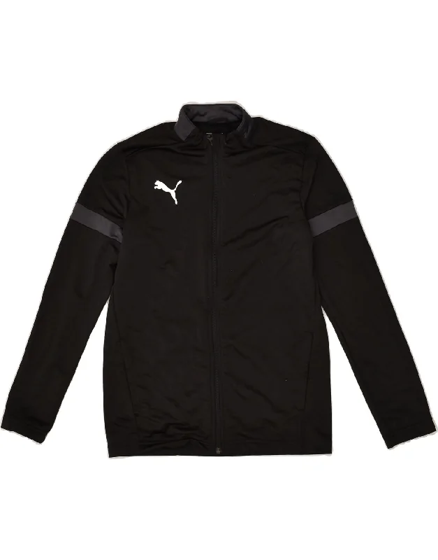 men's windproof jackets -PUMA Boys Tracksuit Top Jacket 12-13 Years Black Polyester