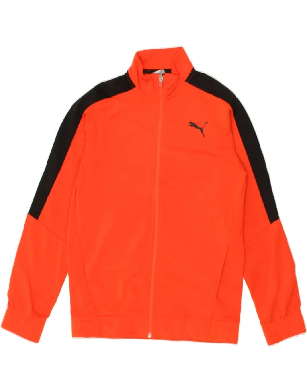 men's insulated jackets for snow -PUMA Boys Tracksuit Top Jacket 13-14 Years Orange Colourblock Polyester