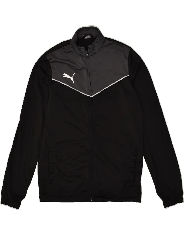 men's fleece jackets -PUMA Boys Tracksuit Top Jacket 15-16 Years Black Colourblock Polyester