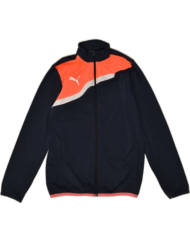 men's everyday jackets -PUMA Boys Tracksuit Top Jacket 15-16 Years Navy Blue Polyester