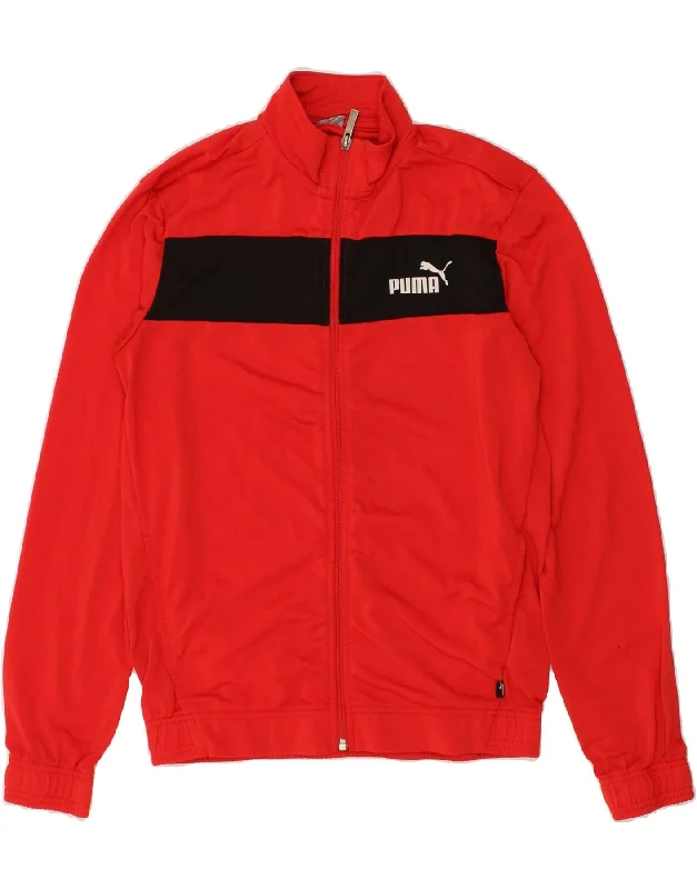 men's outdoor fleece jackets -PUMA Boys Tracksuit Top Jacket 15-16 Years Red Polyester