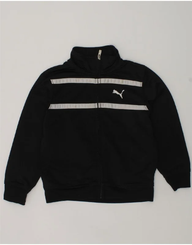 men's fleece-lined jackets -PUMA Boys Tracksuit Top Jacket 3-4 Years Black Striped Polyester