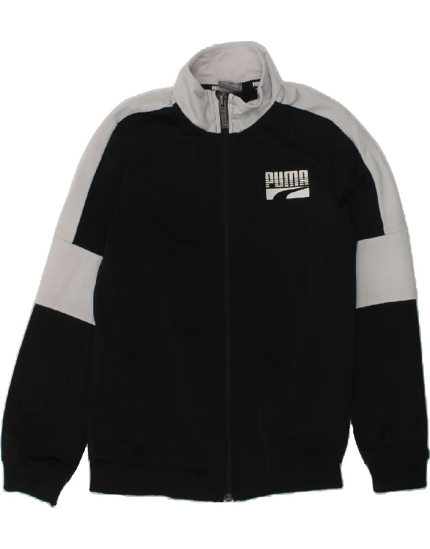 men's vintage jackets -PUMA Boys Tracksuit Top Jacket 7-8 Years Black Polyester