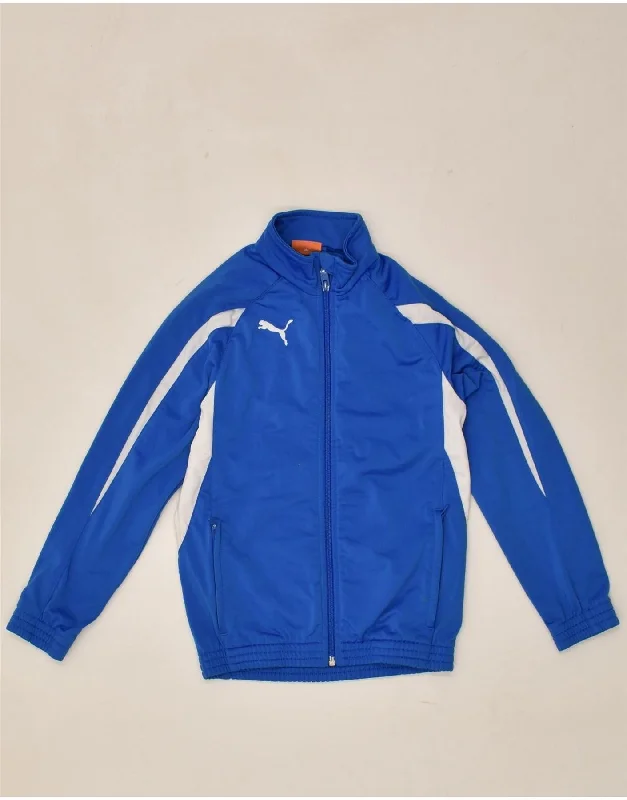 men's softshell winter jackets -PUMA Boys Tracksuit Top Jacket 7-8 Years Blue Colourblock Polyester