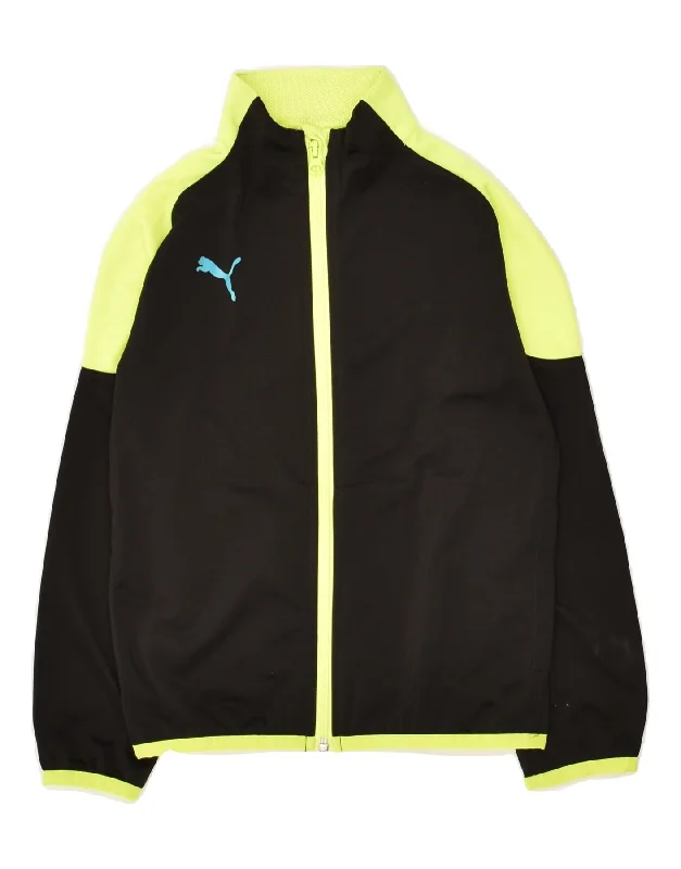 men's weather-resistant jackets -PUMA Boys Tracksuit Top Jacket 7-8 Years Small Black Polyester