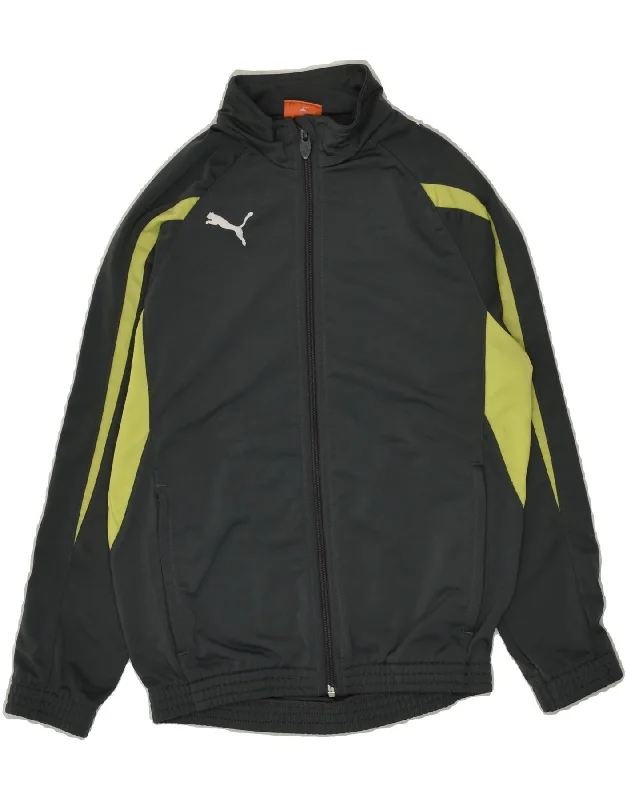 men's trench coats -PUMA Boys Tracksuit Top Jacket  9-10 Years Grey Colourblock Polyester