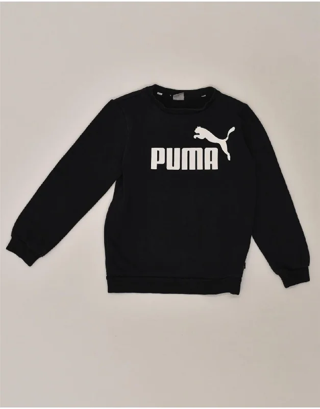 men's hoodie for sports activities -PUMA Girls Graphic Sweatshirt Jumper 11-12 Years Black