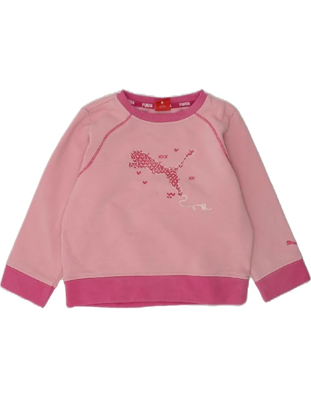 men's hoodie sweatshirt with hoods -PUMA Girls Graphic Sweatshirt Jumper 2-3 Years Pink