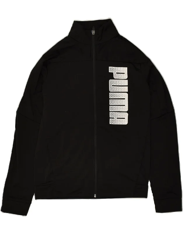 men's zip-up fleece jackets -PUMA Girls Graphic Tracksuit Top Jacket 13-14 Years Black Polyester