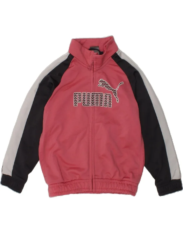 men's travel jackets -PUMA Girls Graphic Tracksuit Top Jacket 2-3 Years Pink Colourblock