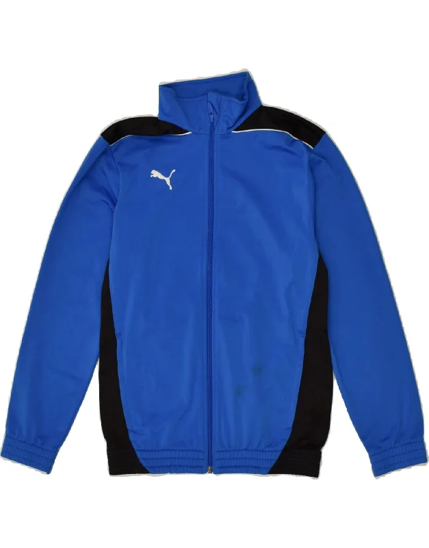 men's warm and insulated jackets -PUMA Girls Tracksuit Top Jacket 11-12 Years Large Blue Polyester