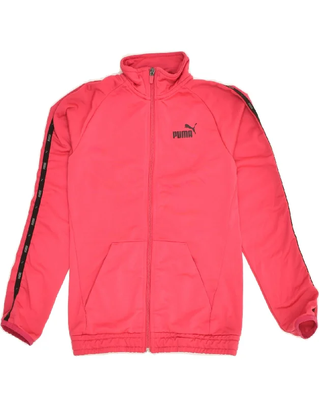 men's stylish parkas -PUMA Girls Tracksuit Top Jacket 11-12 Years Pink Polyester