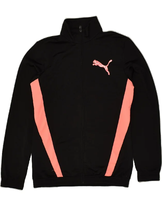 men's rain-resistant jackets -PUMA Girls Tracksuit Top Jacket 15-16 Years Black Polyester