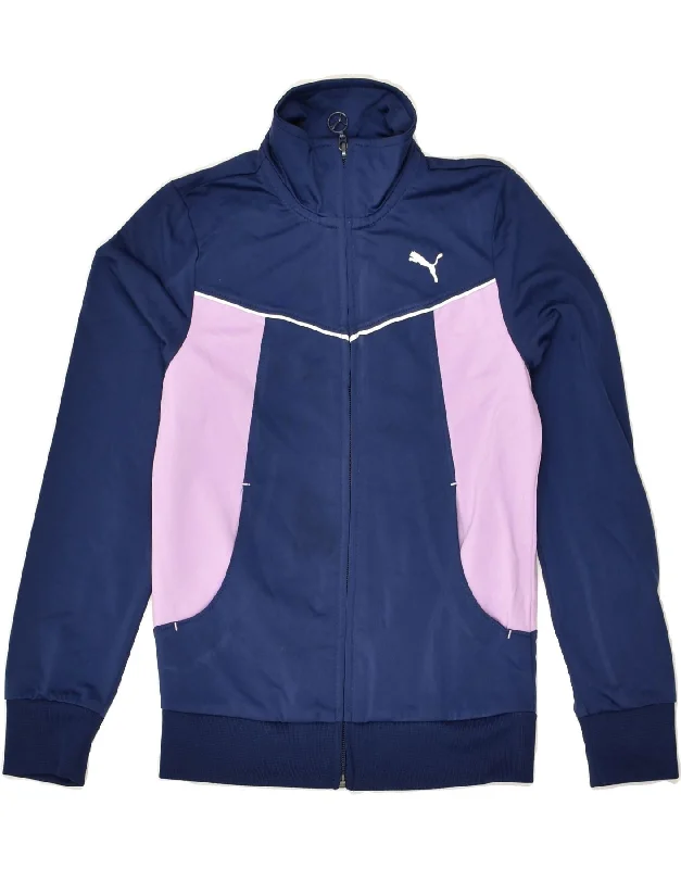 men's stylish jackets for winter -PUMA Girls Tracksuit Top Jacket 9-10 Years Medium Navy Blue Polyester