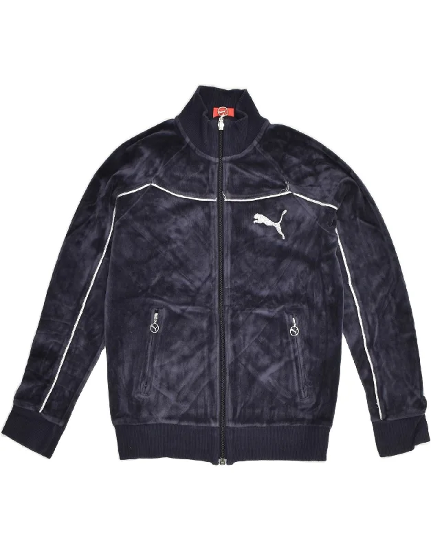 men's waterproof jackets -PUMA Girls Velour Tracksuit Top Jacket 11-12 Years Navy Blue