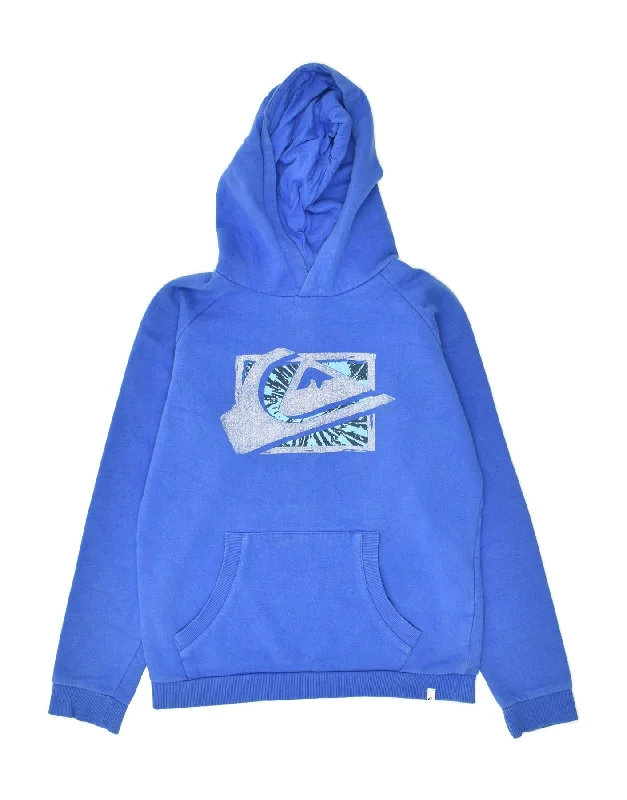 men's warm hoodie jackets -QUIKSILVER Boys Graphic Hoodie Jumper 13-14 Years Blue Cotton