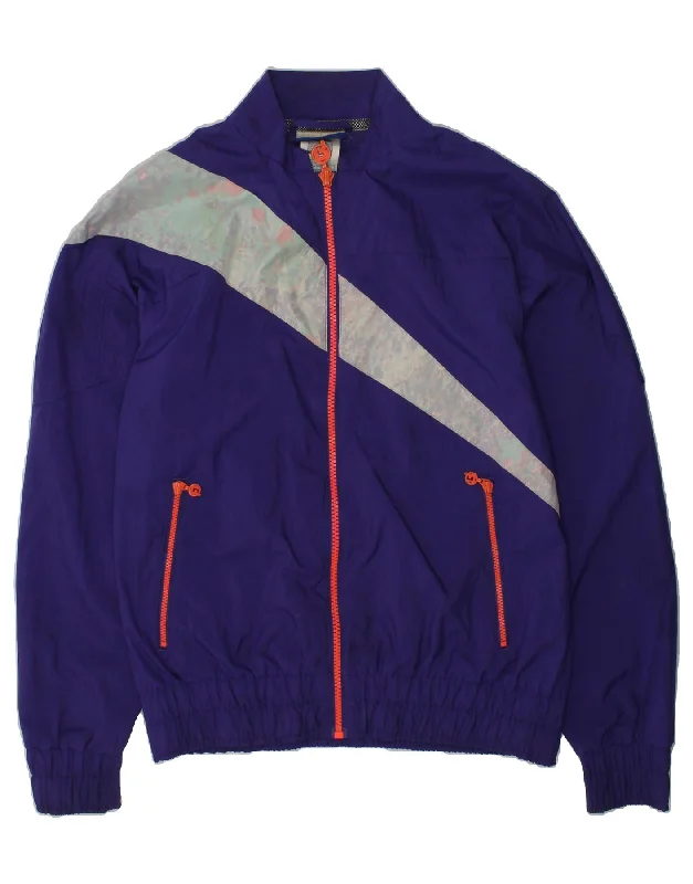 men's puffer jackets -REEBOK Boys Tracksuit Top Jacket 10-11 Years Purple Polyamide