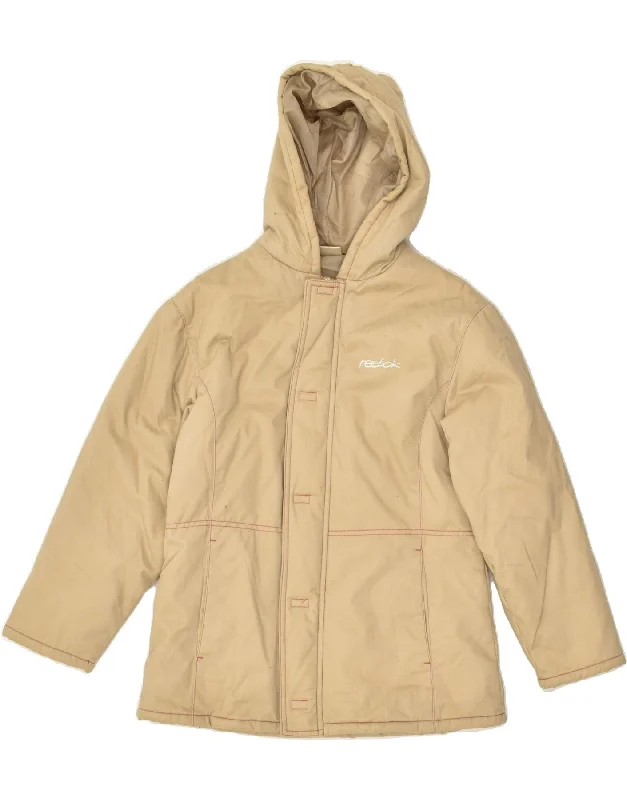 men's softshell jackets -REEBOK Girls Hooded Windbreaker Jacket 11-12 Years Beige Cotton