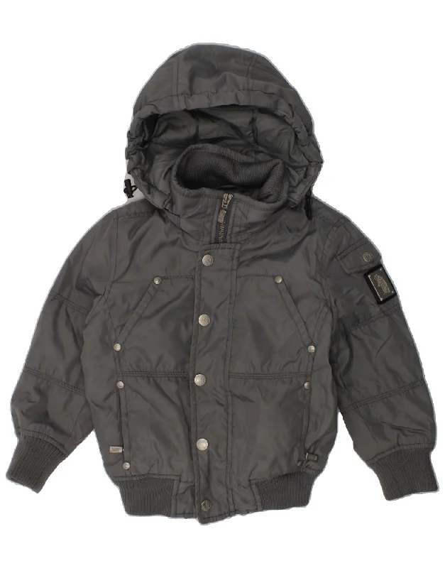 men's zip-up jackets -REFRIGUE Baby Boys Hooded Padded Jacket 18-24 Months Grey Nylon