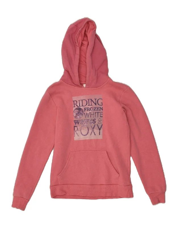 men's hoodie for cold weather -ROXY Girls Graphic Hoodie Jumper 13-14 Years Pink Cotton