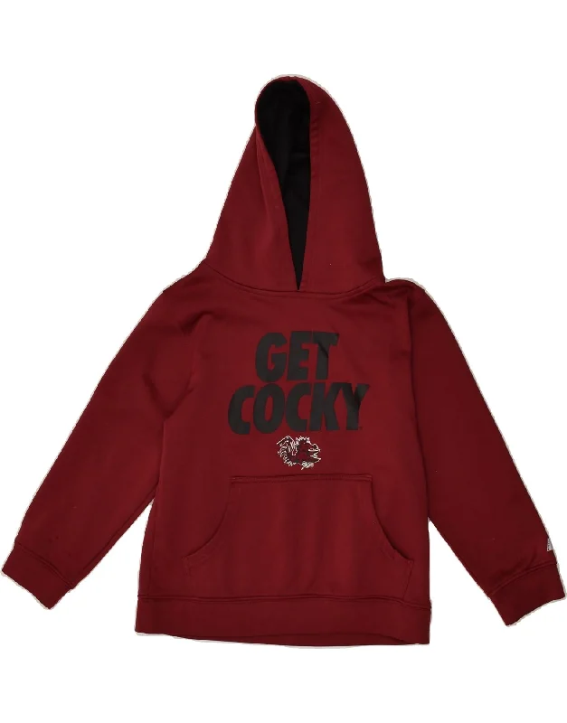 men's hoodie for casual wear -RUSSEL Boys Graphic Hoodie Jumper 7-8 Years Medium Burgundy Polyester