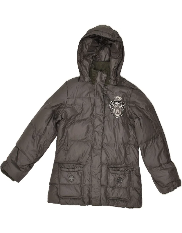 men's stylish black jackets -SCORPION BAY Girls Graphic Hooded Padded Jacket 9-10 Years Large Grey