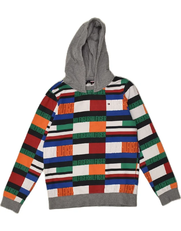 men's hoodie with creative prints -TOMMY HILFIGER Boys Graphic Hoodie Jumper 13-14 Years Multicoloured