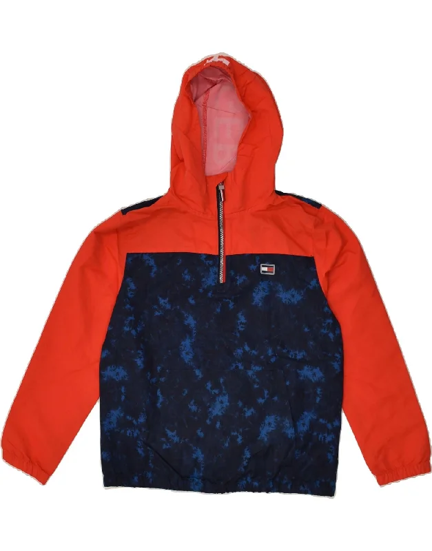 men's hooded jackets -TOMMY HILFIGER Boys Hooded Anorak Rain Jacket 12-13 Years Medium Red