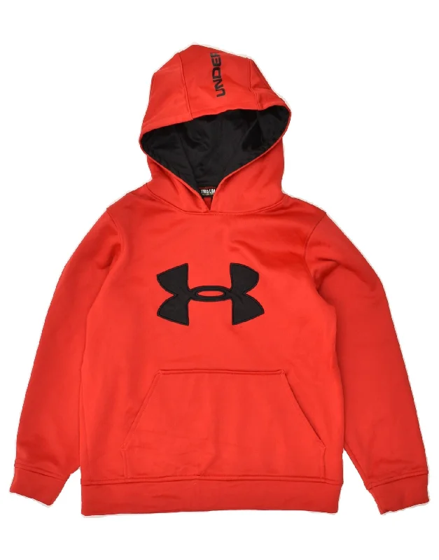 men's heavy-duty hoodies -UNDER ARMOUR Boys Graphic Hoodie Jumper 11-12 Years Medium Red Polyester