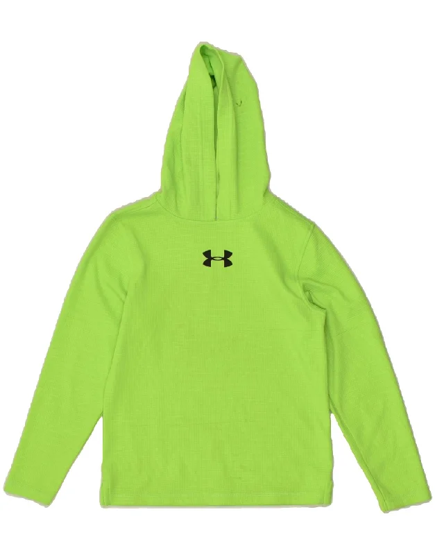 men's zip-up hoodies -UNDER ARMOUR Boys Hoodie Jumper 7-8 Years Small Green Polyester