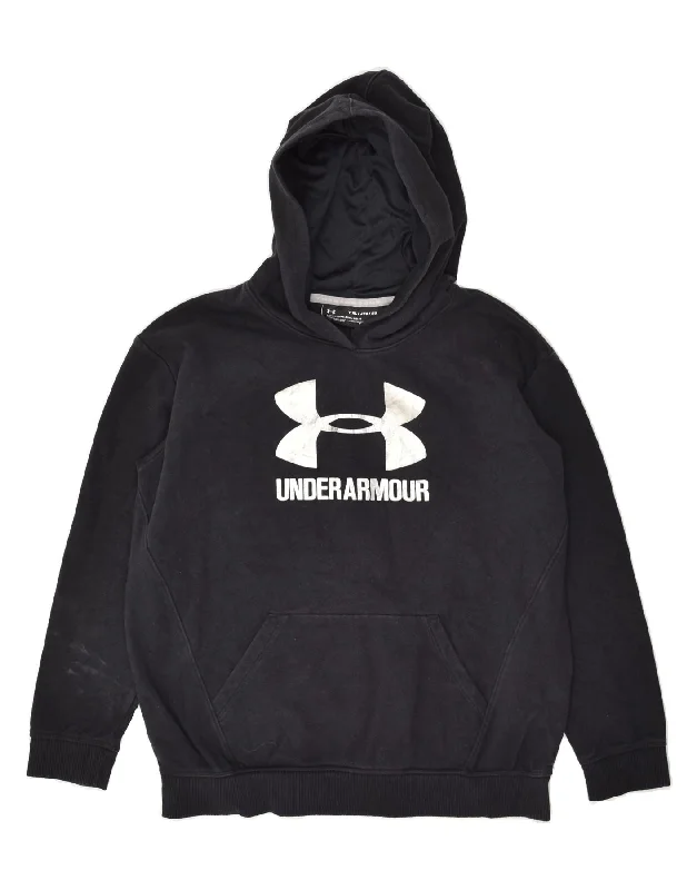 men's light hoodie for spring -UNDER ARMOUR Boys Loose Fit Graphic Hoodie Jumper 13-14 Years XL Black