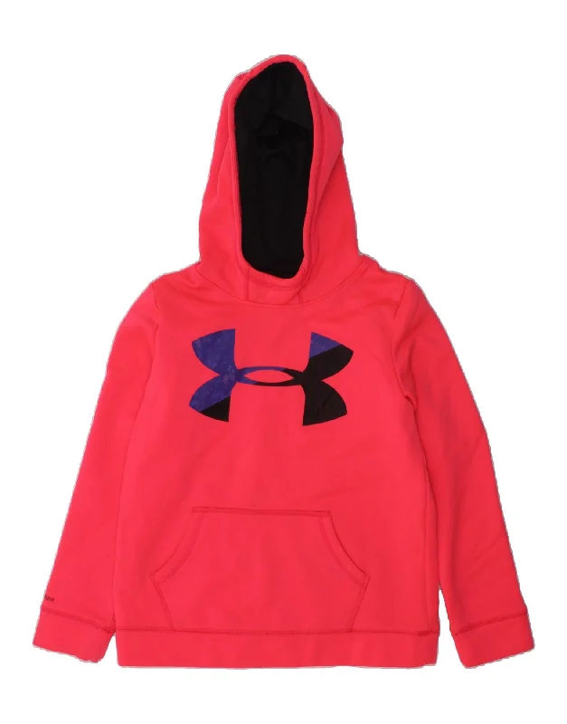 men's casual hoodies with stripes -UNDER ARMOUR Girls Cold Gear Graphic Hoodie Jumper 9-10 Years Medium Pink